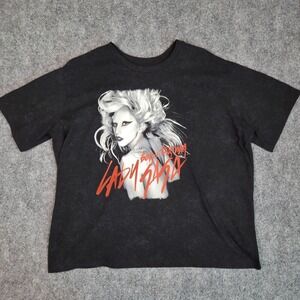 Mayhem Lady Gaga T-Shirt Womens XXL Black Born This Way Graphic Acid Wash Tee